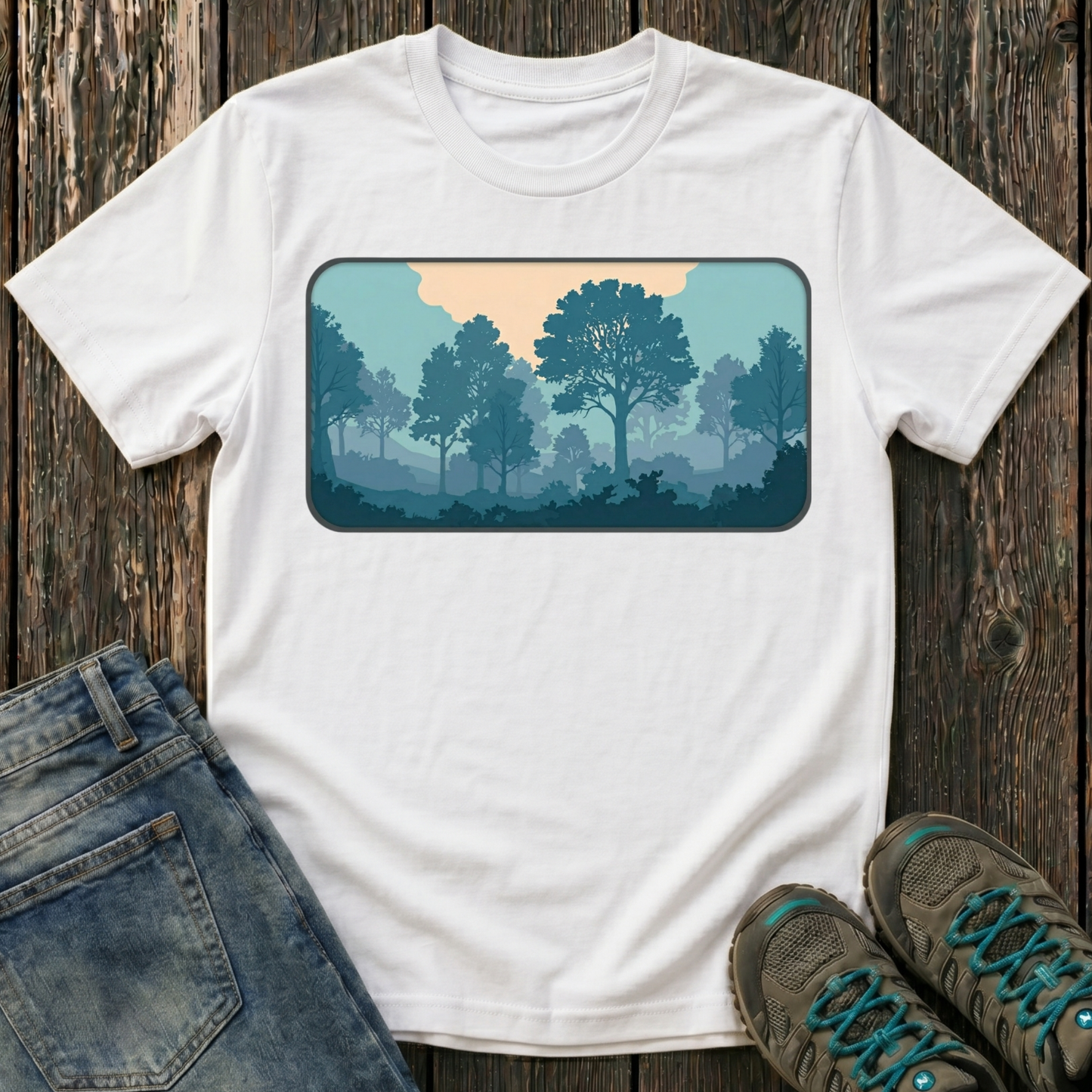 Children's Forest in Teals T-shirt