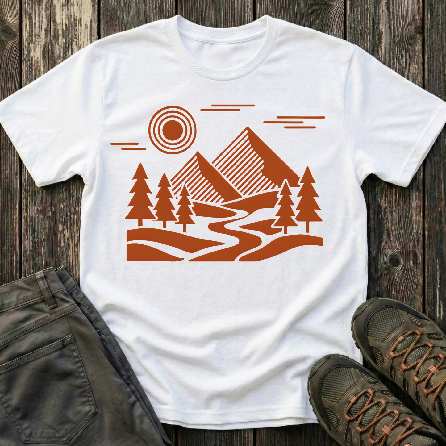 Geometric Red Landscape T-shirt