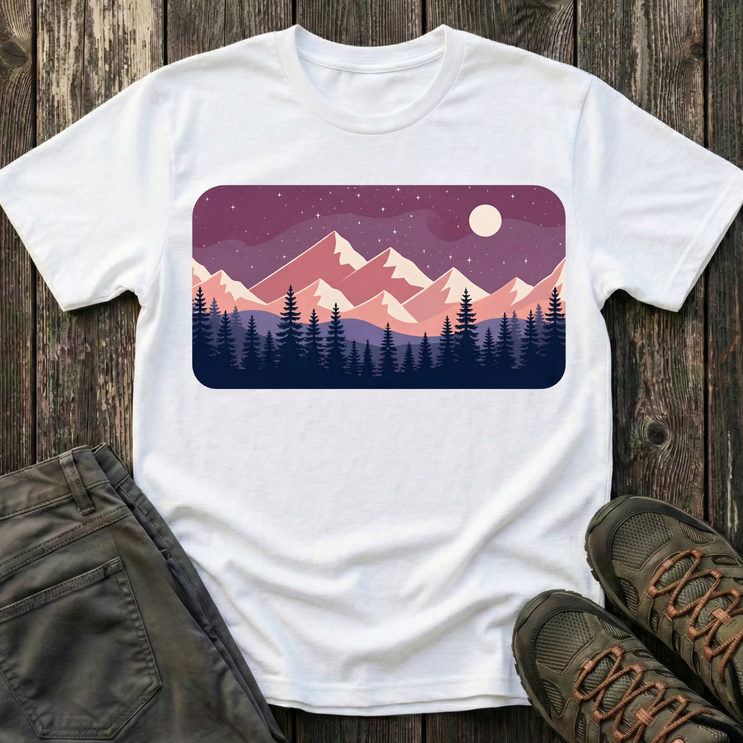 Purple Night Sky Landscape T-shirt