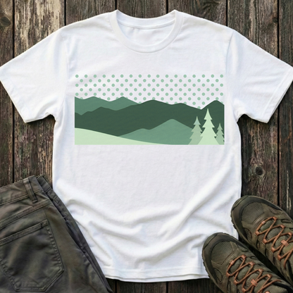 Minimalist Green Mountain Landscape T-shirt