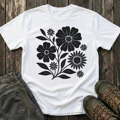 Botanical Portrait Black Ink Print T-shirt