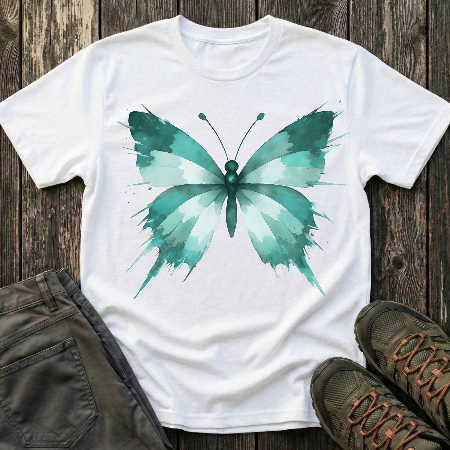 Watercolor Teal Butterfly T-shirt