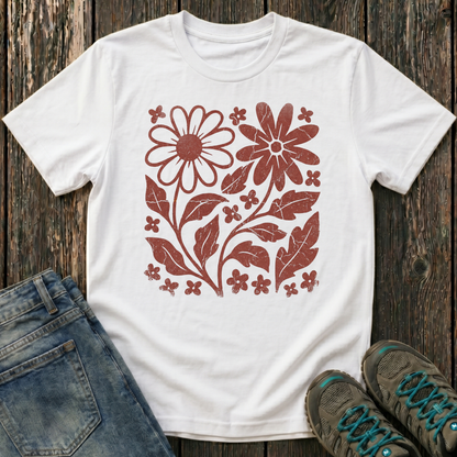 Children's Crimson Flora Ink Print T-shirt