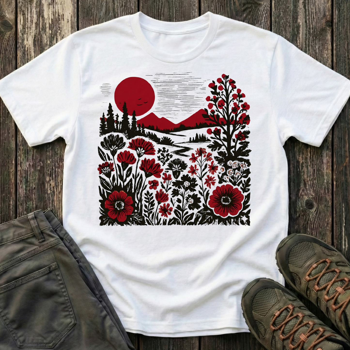 Burgundy Sunset Flora T-shirt