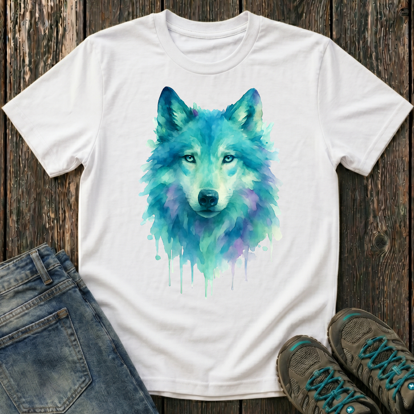 Children's Watercolor Wolf T-shirt