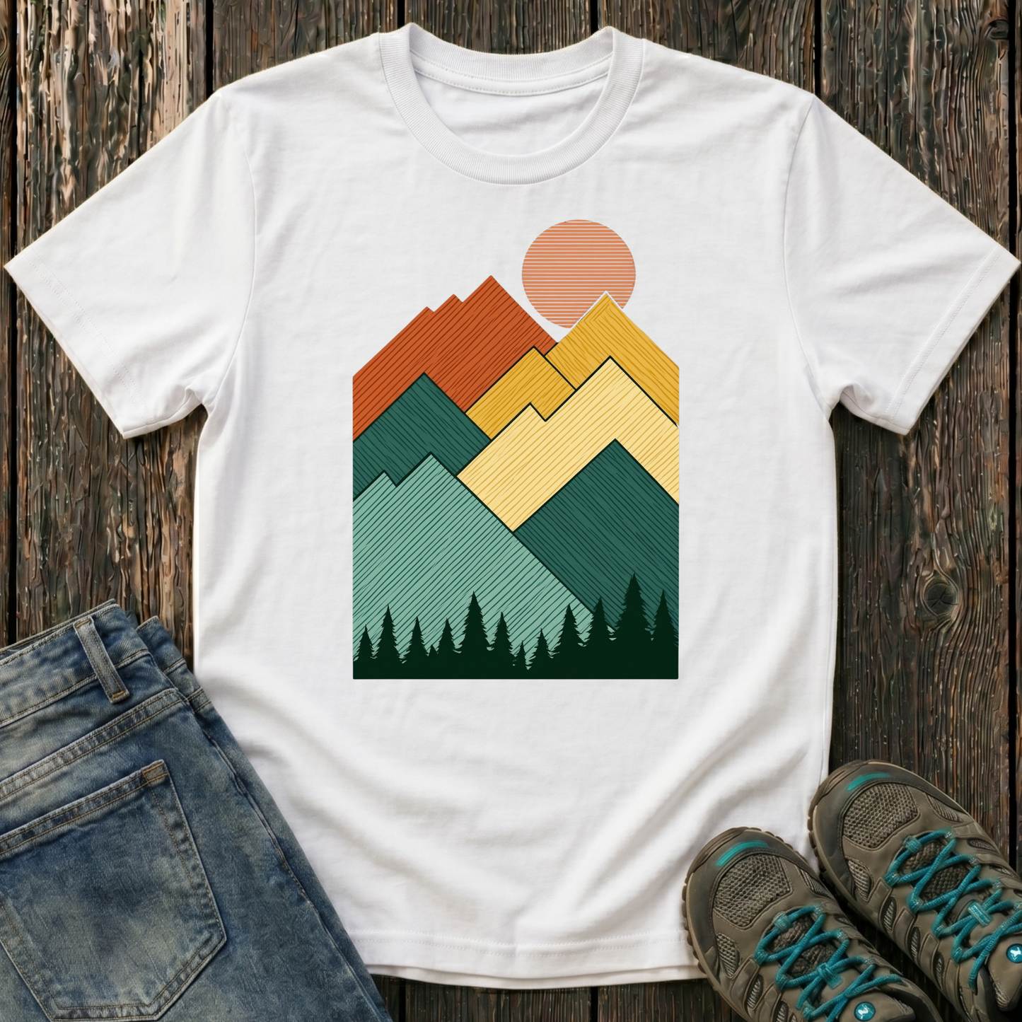 Children's Lined Mountain Sunset T-shirt