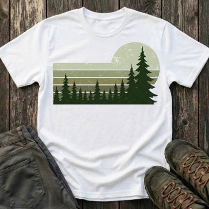 Retro Moss Green Sunset T-shirt