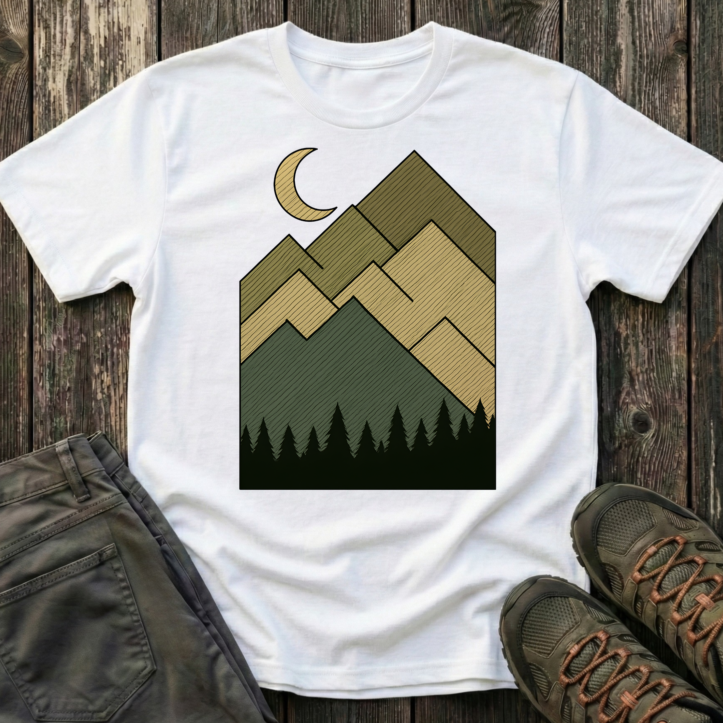 Moon Over Lined Mountains T-shirt