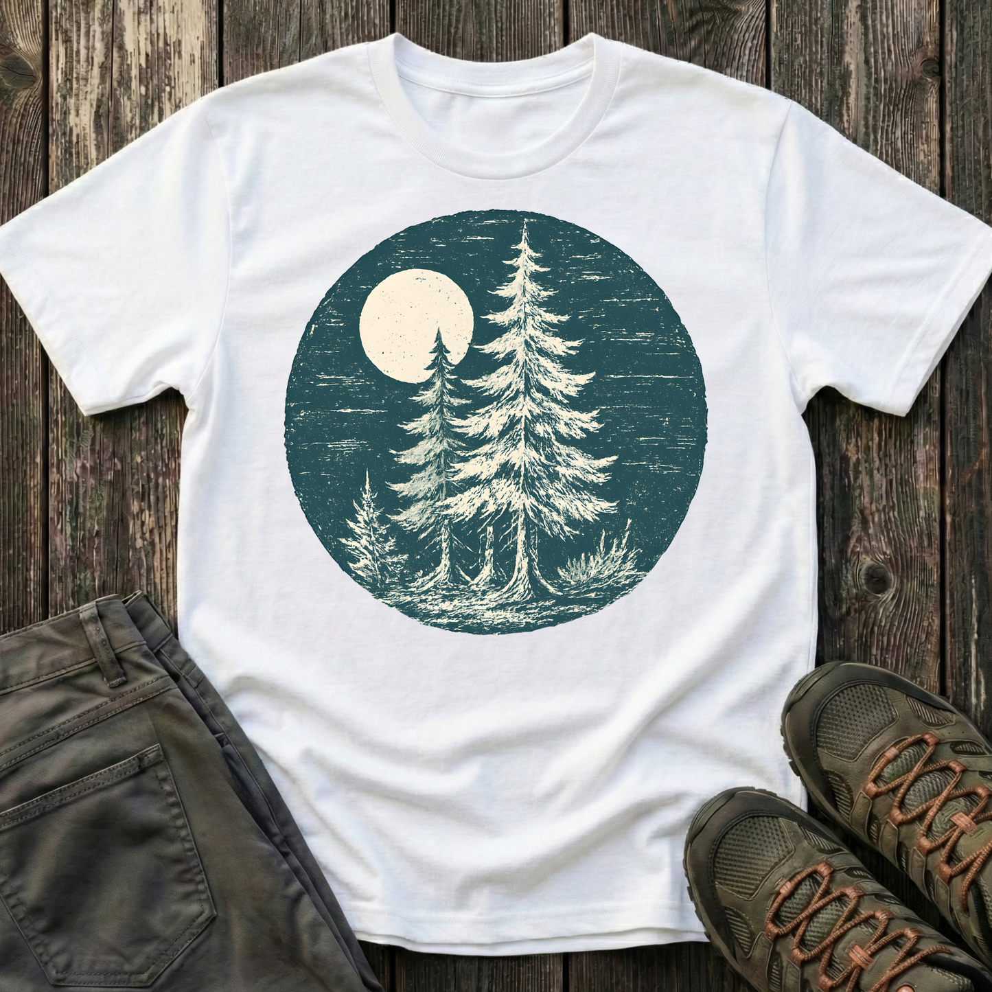 Hand Stamped Moonlit Forest T-shirt