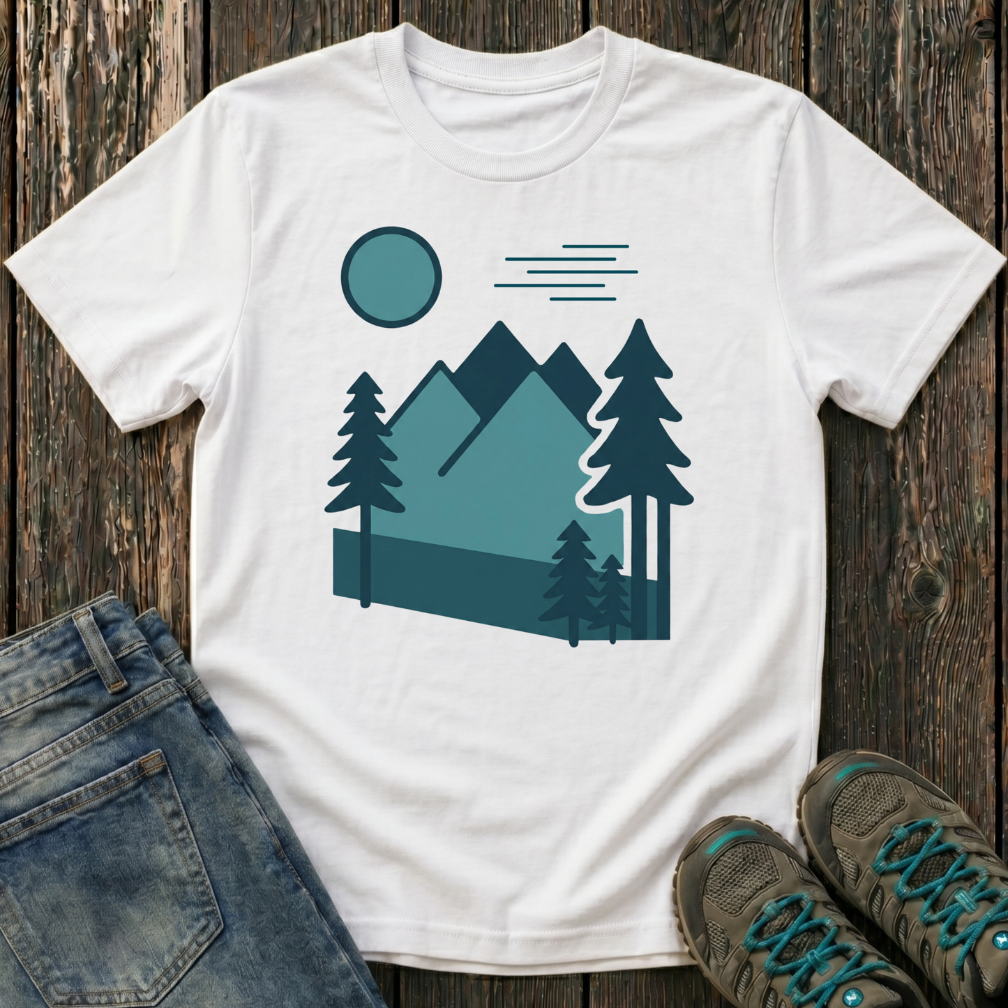 Children's Minimalist Blues Landscape T-shirt