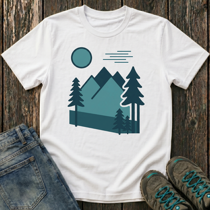 Children's Minimalist Blues Landscape T-shirt