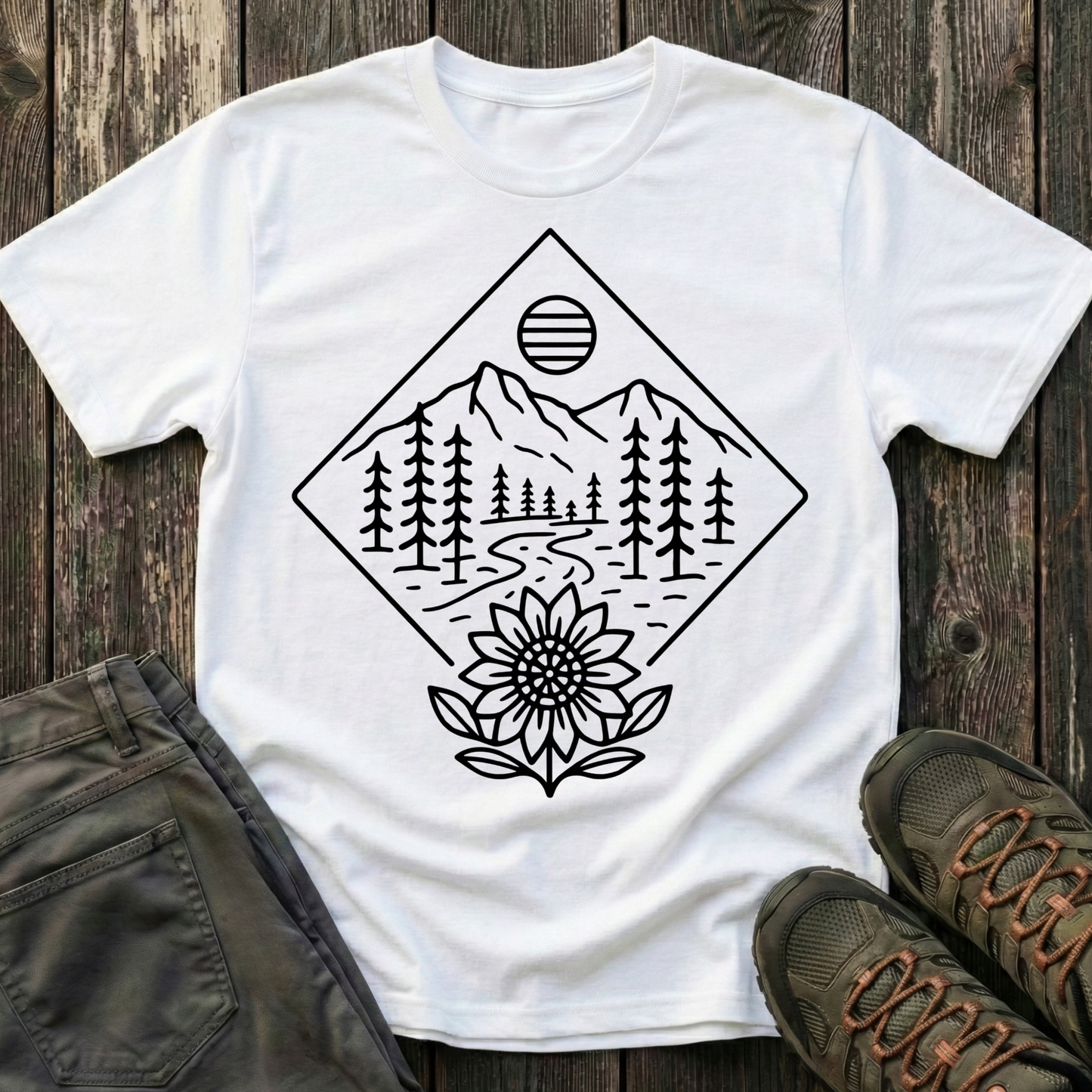 Sun Over Sunflower Landscape T-shirt