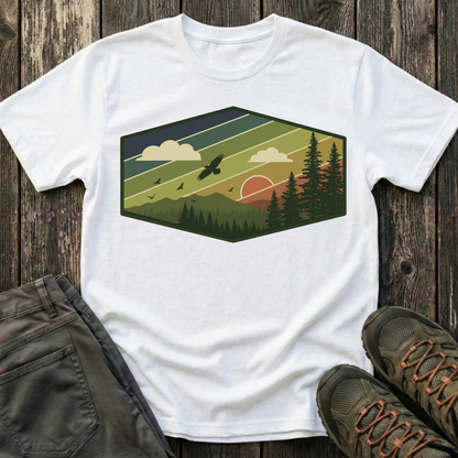 Retro Pine Forest Sunset T-shirt