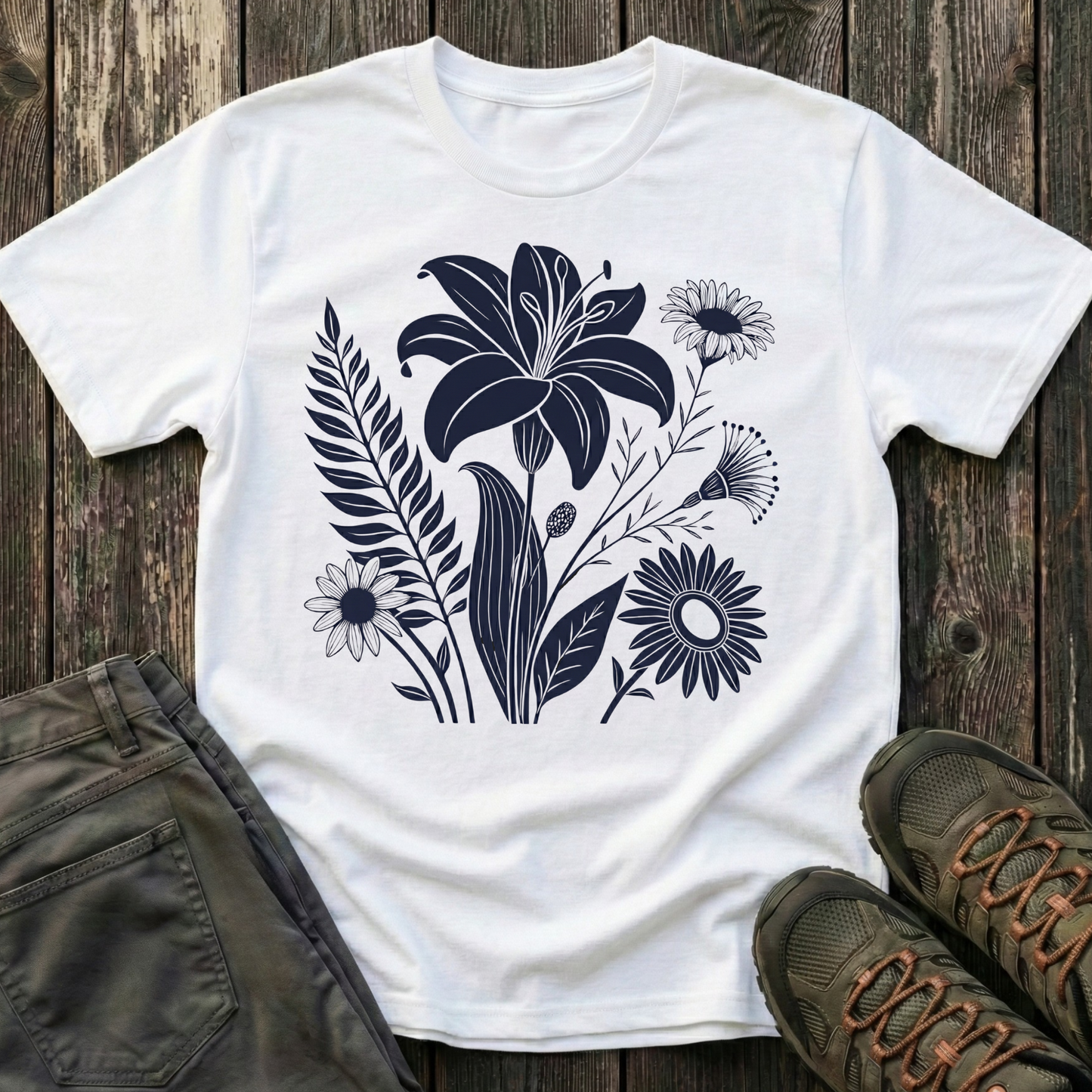 Flower Medley Ink Print T-shirt